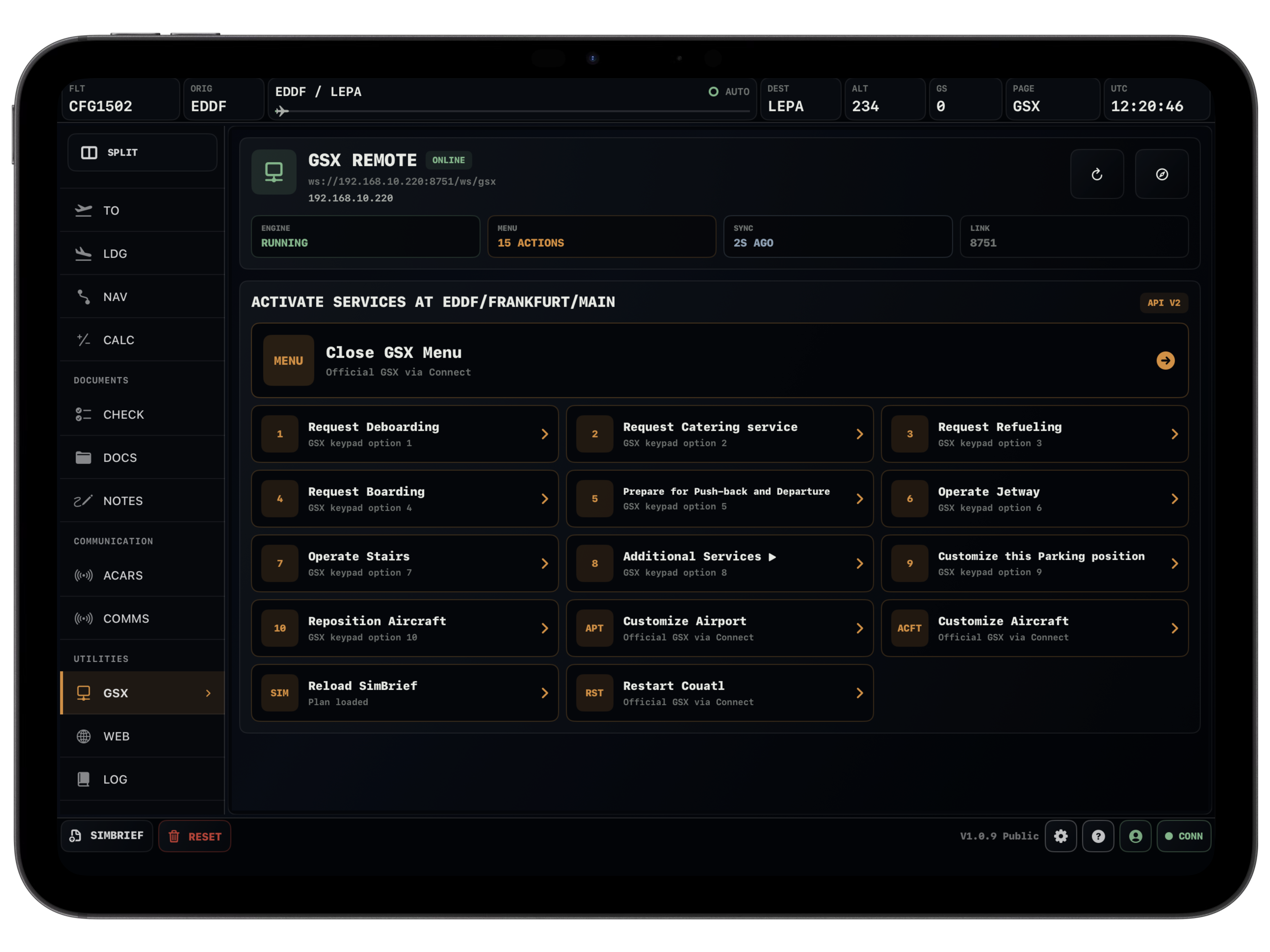 Vortiq EFB GSX page