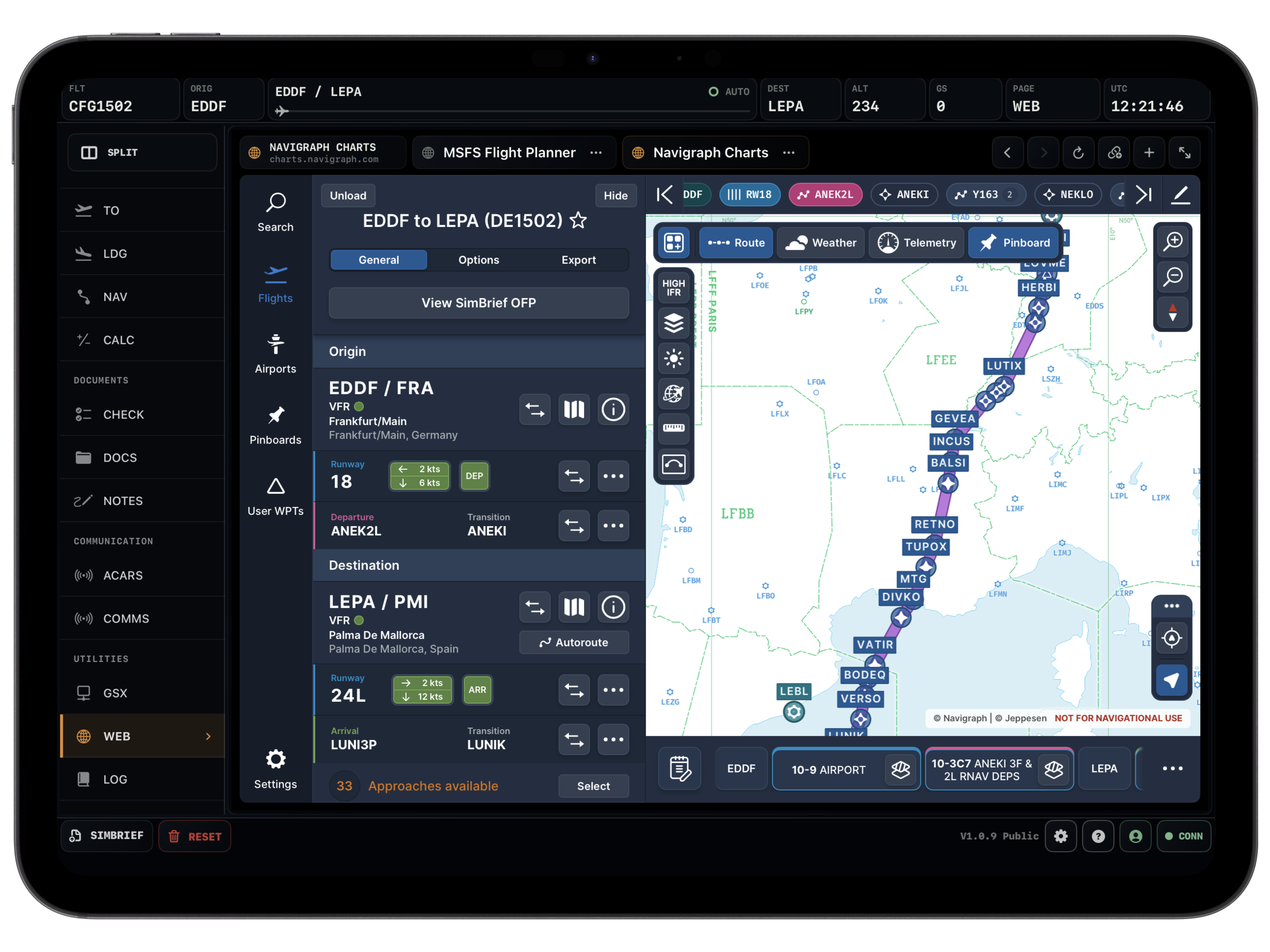 Vortiq EFB web page