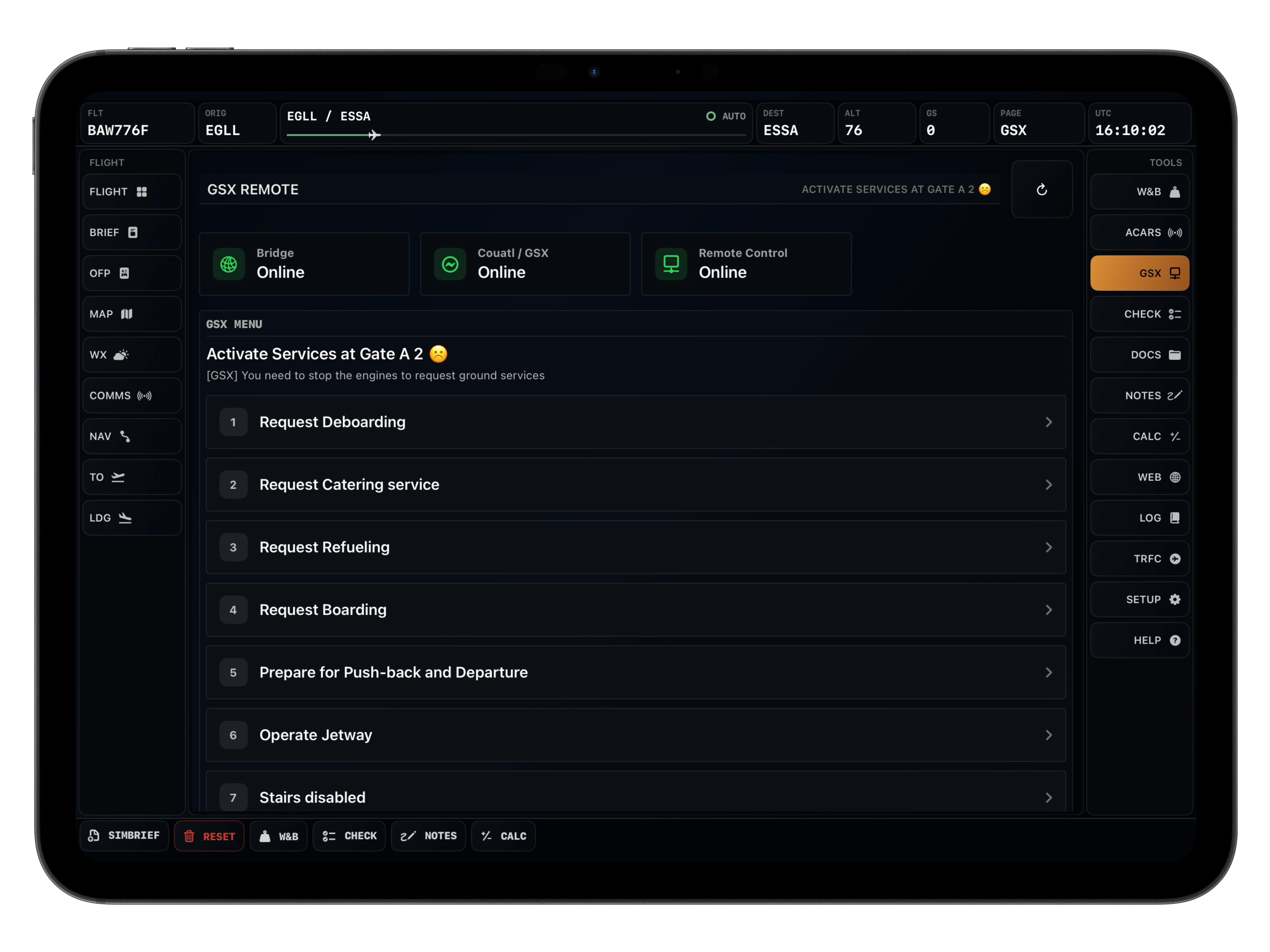 GSX screen