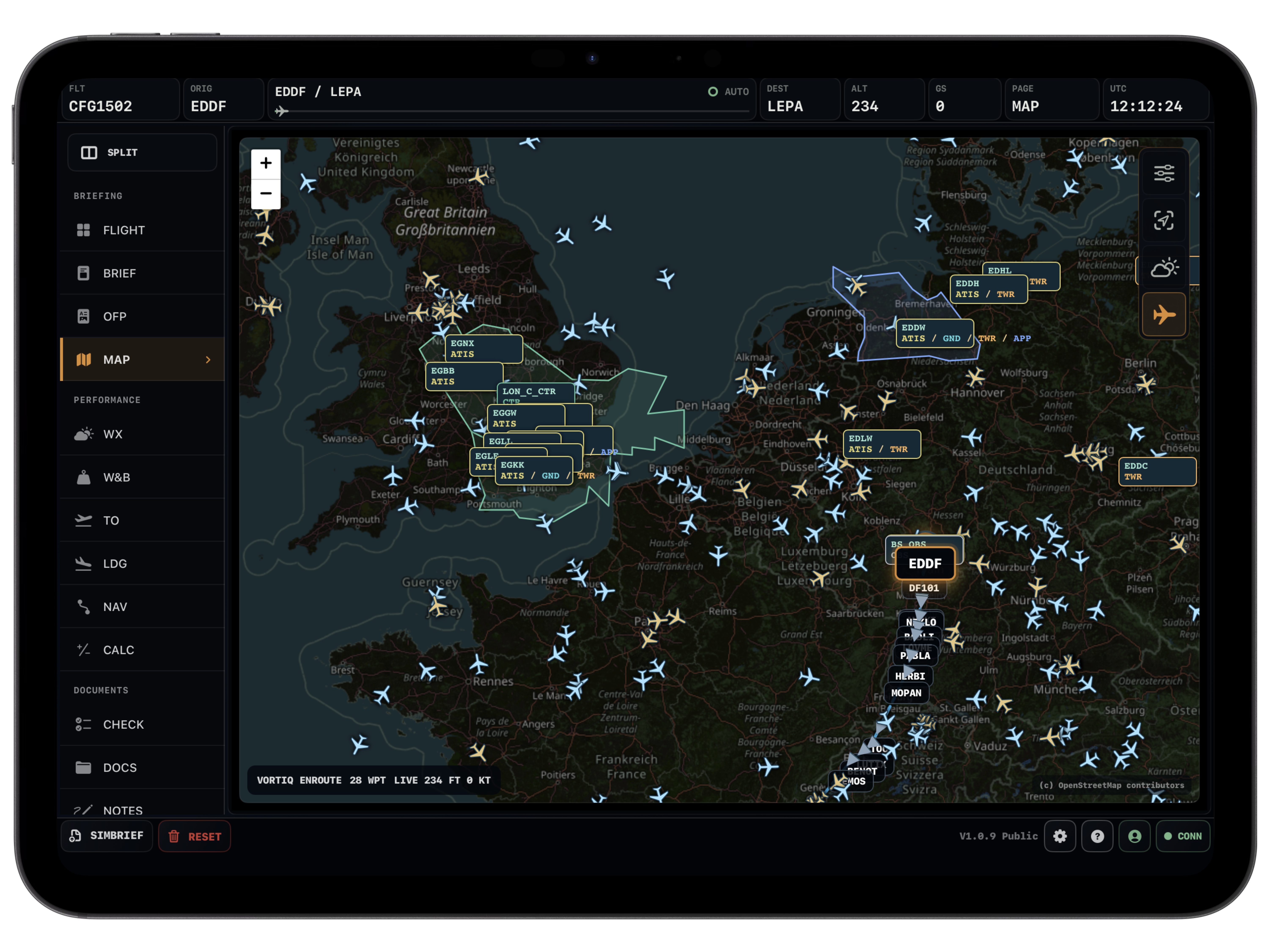 Vortiq EFB traffic map