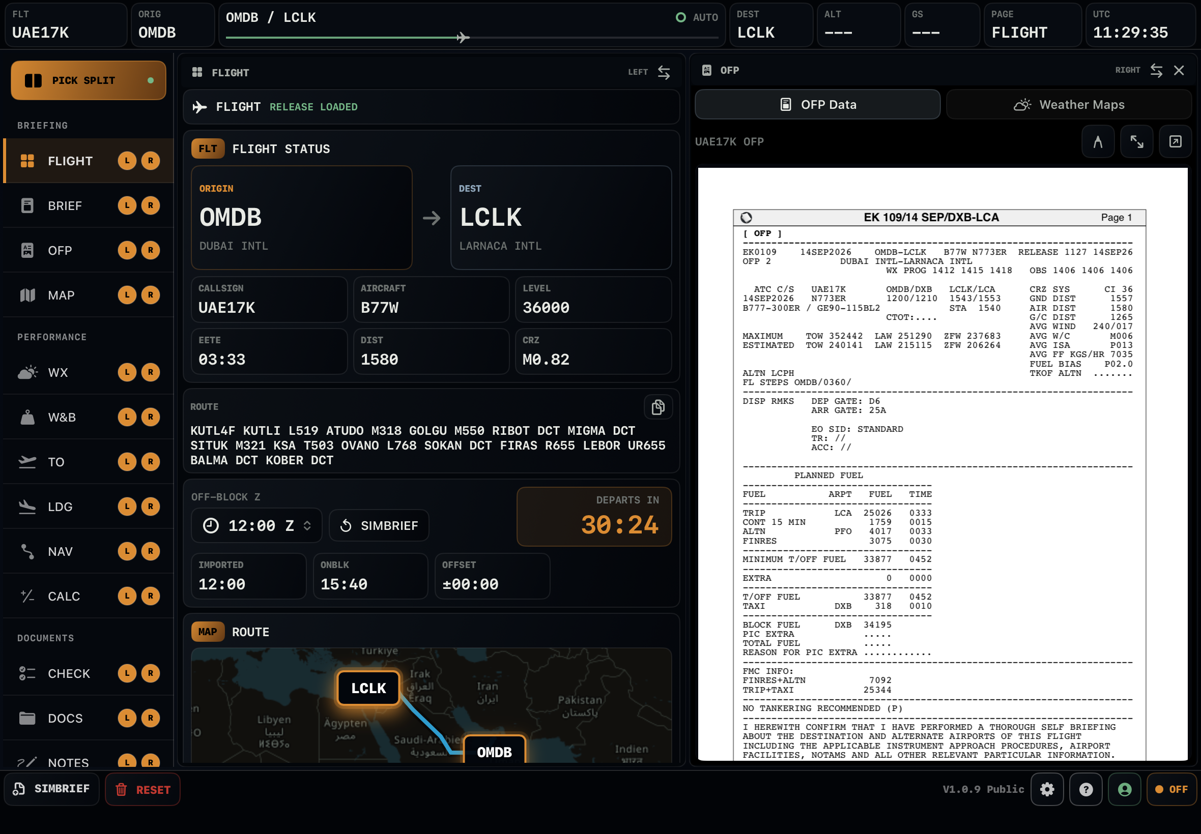 Vortiq EFB split view preview