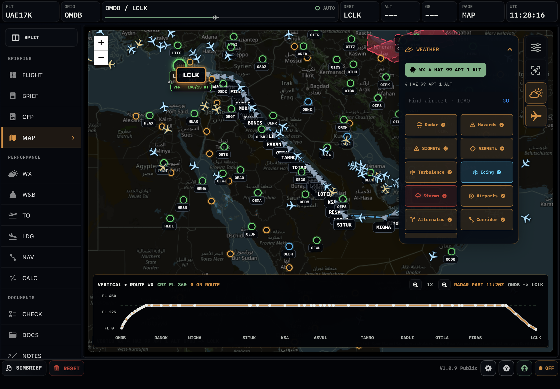 Vortiq EFB weather layers preview